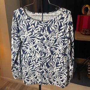 #91 - Lily Pulitzer Navy Blue & White Long Sleeved Top - Gorgeous Piece!